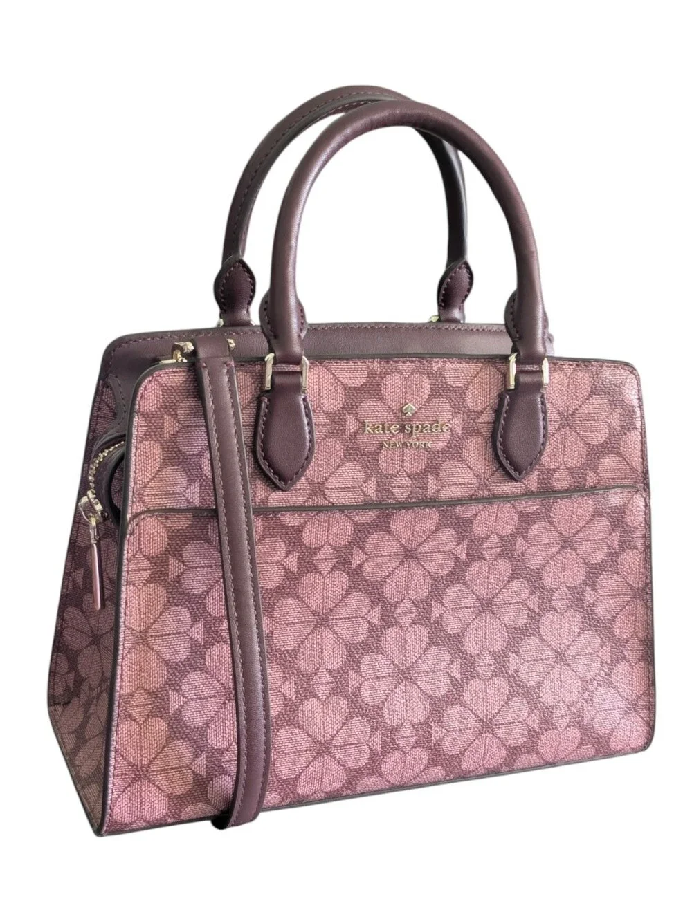 Kate Spade ♠️ New York Signature Spade Flower maroon Small Satchel Bag